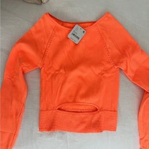 Free People Cut It Out Long-Sleeve Bright Ora